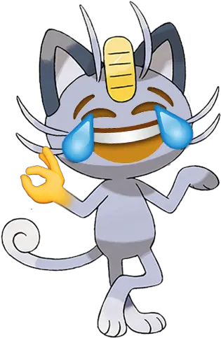 Crying Laughing Emoji Meowth Alola Png Laughing Crying Emoji Png