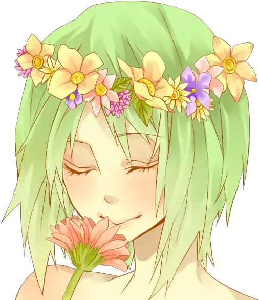 Anime Flower Crown Anime Girl With Flowers Png Gumi Icon