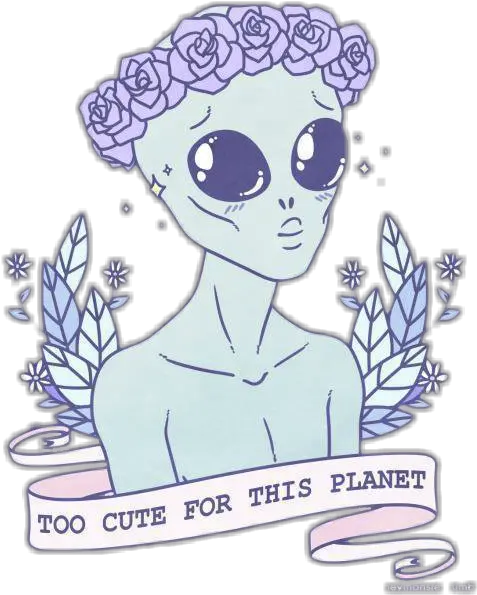 Alien Cute Tumblr Flowers Sticker By Paulina Dere Too Cute For This Planet Png Transparent Flower Drawing Tumblr