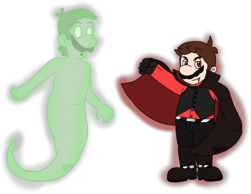 Ghost Luigi And Vampire Mario By Iedasb Fur Affinity Dot Fictional Character Png Luigi Transparent Background