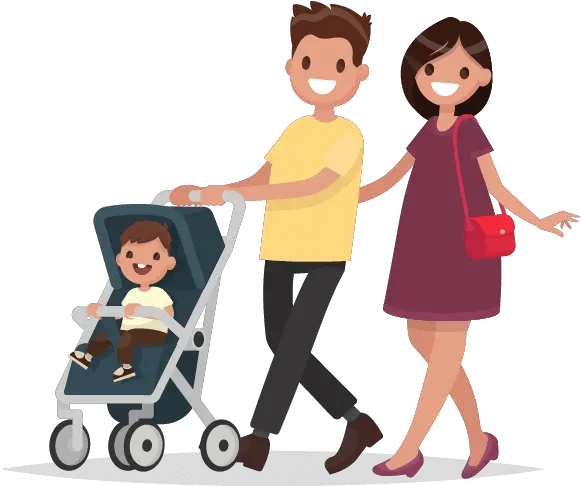 People With Children Parent And Child Walking Clipart Mom Pushing Stroller Clipart Png Parent Png