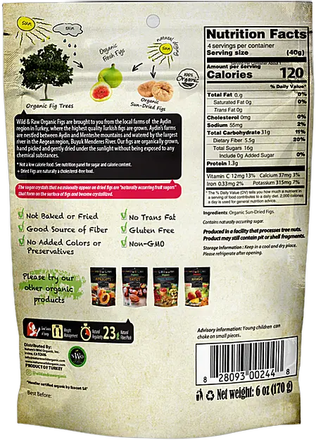 Figs Natures Wild Organic Nutrition Facts Label Png Fig Png