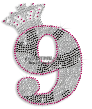 Custom Cute Shinning Number 9 With Crystal Crown Diamante Cute Number 9 Pink Png Number 9 Png