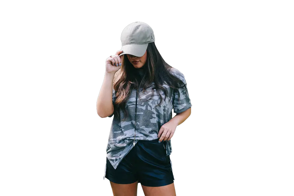 Funky Hat Cute Hot Sexy Beautiful Camo Shirt With Jean Shorts Outfit Png Hot Girl Png