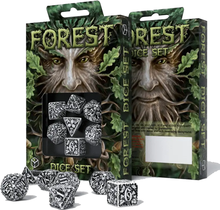 Dice 7 Set Forest 16mm Black White Beige Forest Dice Set Png Forest Background Png