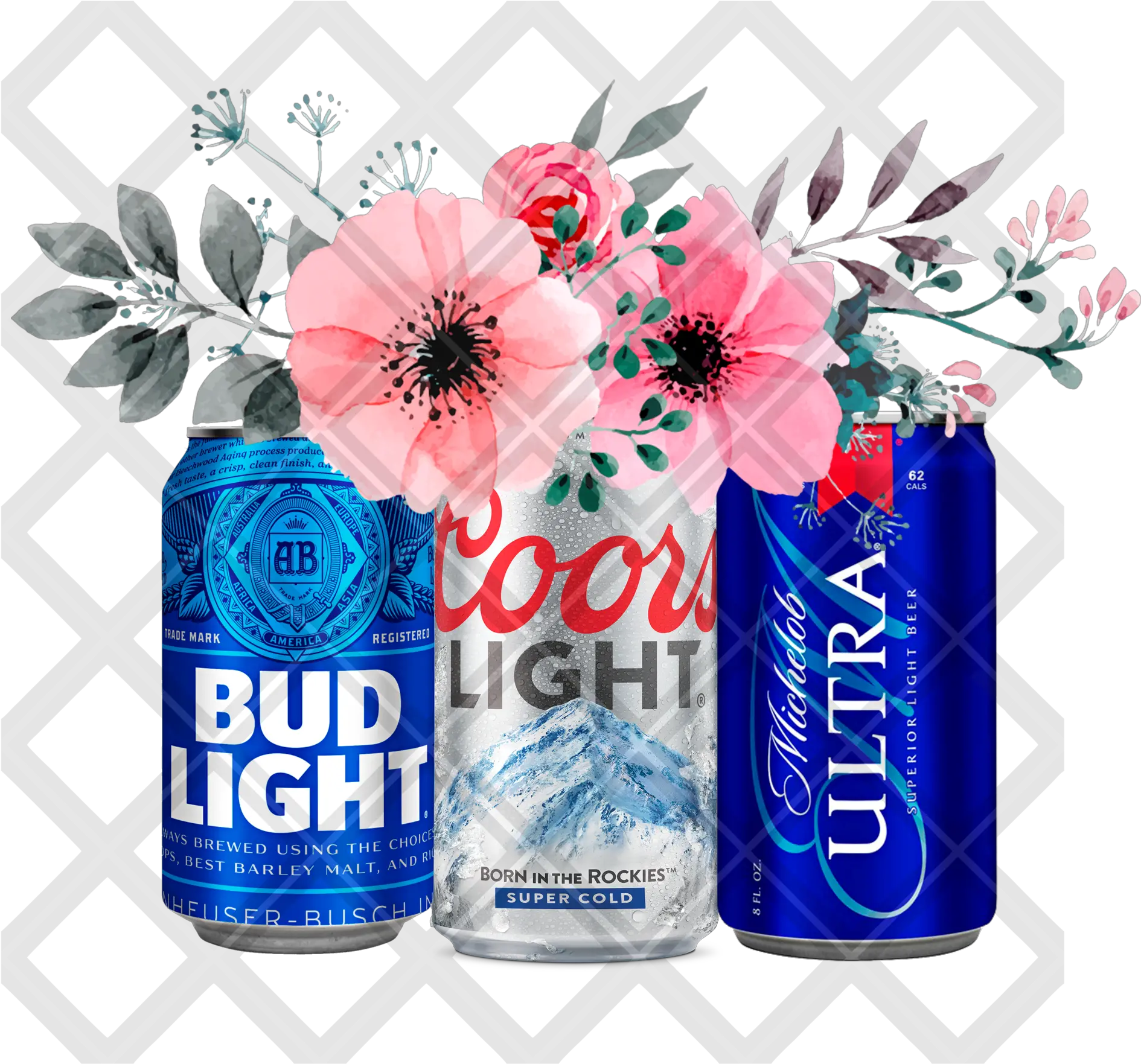Beer Flower Blue Bottle Ultra Coors Light Bid Digital Download Instand Vector Image Watercolor Flowers Png Bud Light Bottle Png