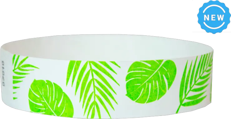 Tropical Leaves 34u201d Tyvek Wristbands Myzone Printing Solid Png Tropical Leaves Png