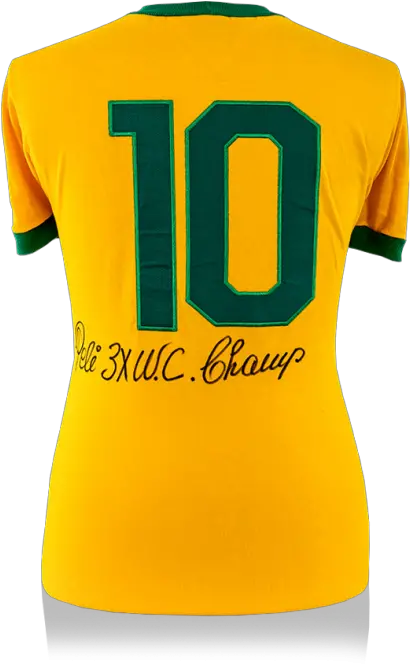 Pele Back Signed Retro Brazil Home Shirt 3x World Cup Champ Special Edition Short Sleeve Png Retro Phone Icon