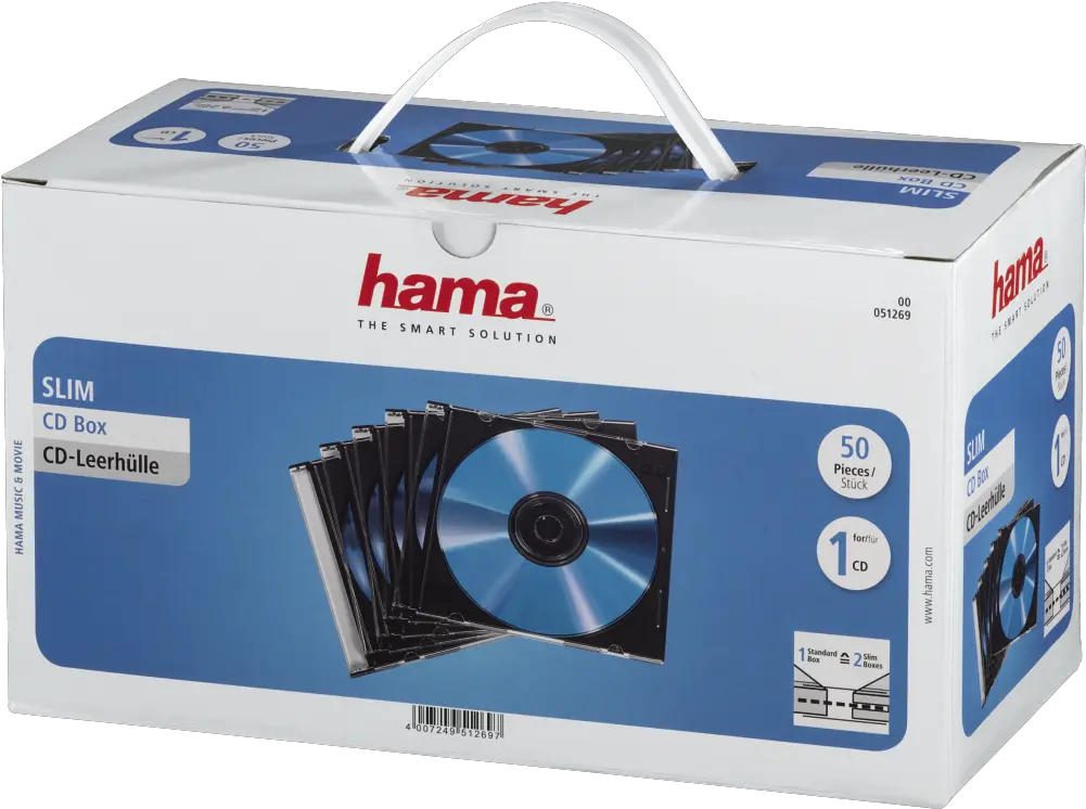 00051269 Hama Slim Cd Jewel Case Pack Of 50 Transparent Compact Disc Png Cd Case Png