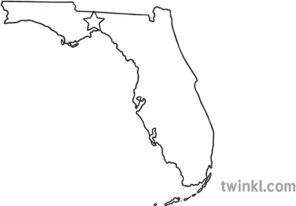 Map Tallahassee Capital Ks1 Black And White Dot Png Florida Outline Png