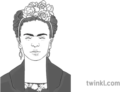 Twinkl Portrait Of Frida Kahlo Black Illustration Png Frida Kahlo Png