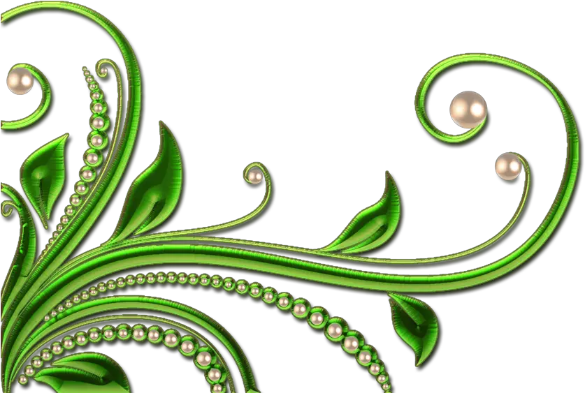 Leaves And Pearls Png By Melissa Tm Leaves Design Transparent Green Swirl Png Jungle Border Png