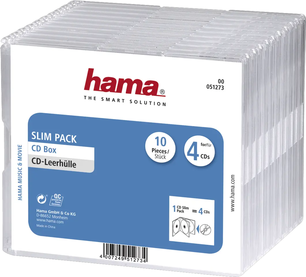 00051273 Hama Slim Cd Jewel Case Pack 4 Of 10 Compact Disc Png Cd Case Png