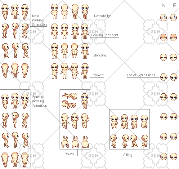Cute Jrpg Sprite Template Language Png Rpg Maker Mv Icon Set Template