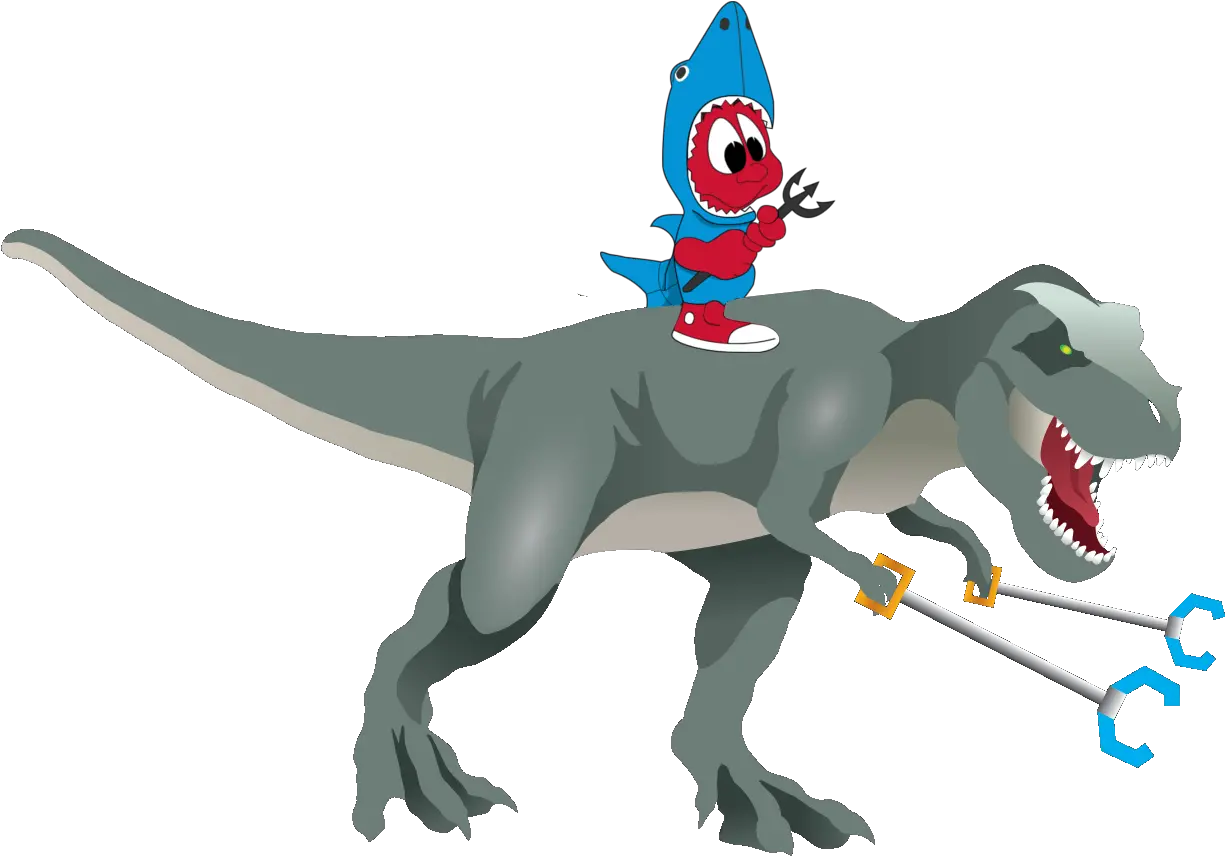 Wearing A Shark Costume While Riding T Rex With Grabbers Png Trex Png