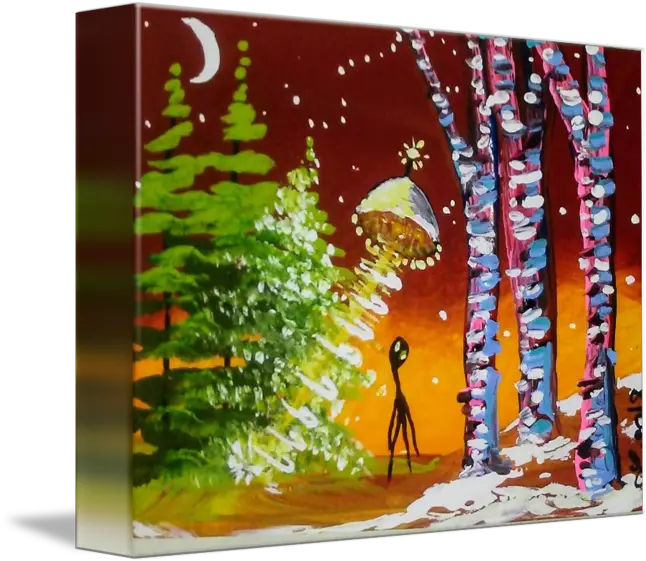 Alien Ufo In Sunset Forest Vertical Png Ufo Beam Png