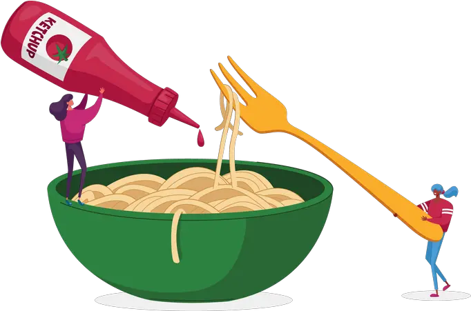 Ketchup Icon Download In Colored Outline Style Eating Noodles Food Clipart Png Ketchup Icon