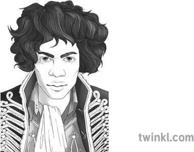 Jimi Hendrix Black And White Illustration Twinkl Illustration Png Jimi Hendrix Png