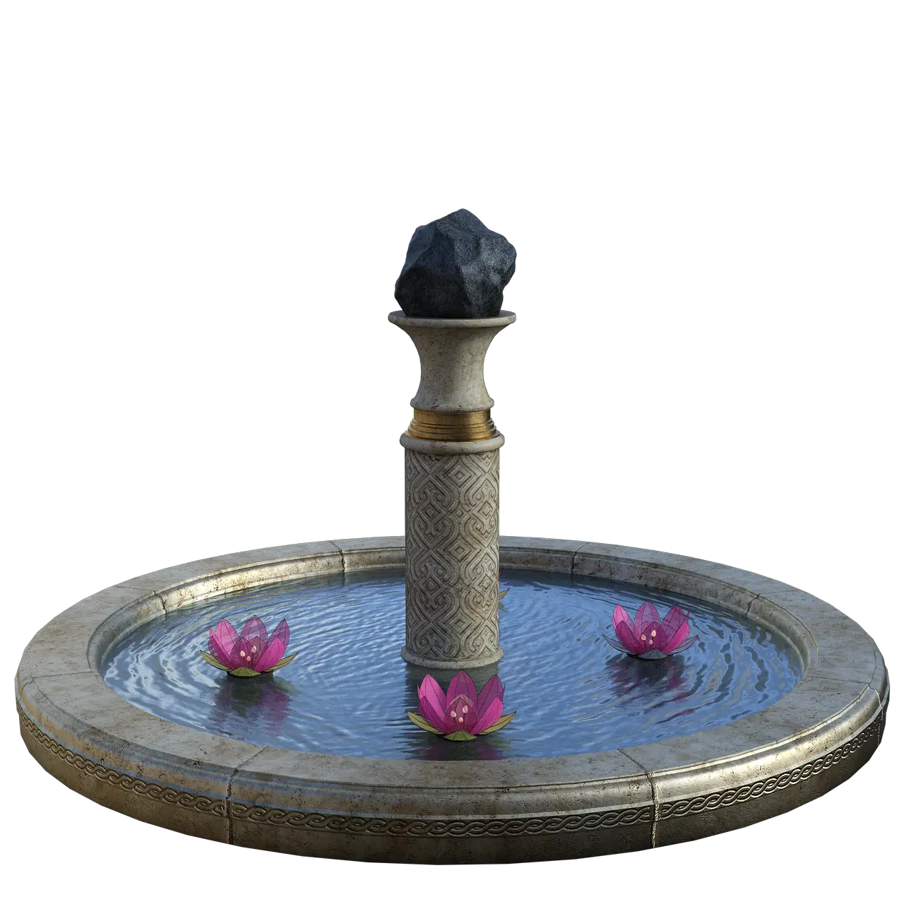 Water Fountain Flowers Rock Fuente De Agua Png Fountain Png