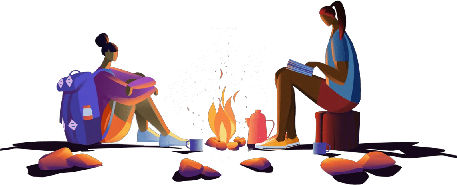 Download Two Girls Around A Campfire People Around A Campfire Png Campfire Transparent Background