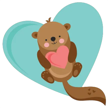Heart Otter Valentine Svg Cuts Cute Otters Clipart Png Otter Png