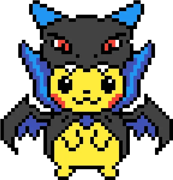 Pikachu Wearing Mega Charizard X Charizard Pixel Art Pokemon Png Charizard Png