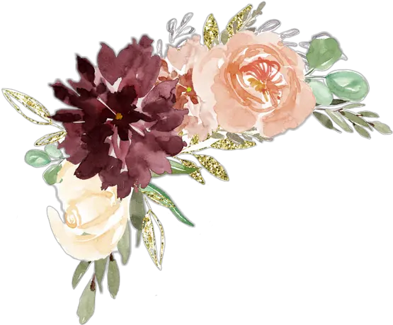 Watercolor Flowers Floral Bouquet Arrangement Burgundy Burgundy And Gold Watercolor Flowers Png Watercolor Flower Png