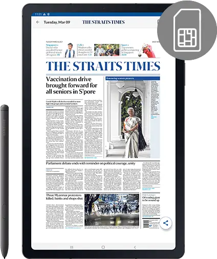 The Straits Times News Tablet International Womenu0027s Promotion Smart Device Png Samsung Tab A Icon Changer