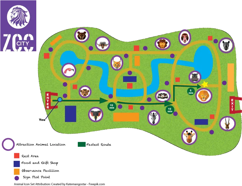 Zoo Map Round Star Png Rest Stop Icon