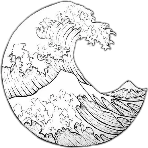 Surf Blue Azul Ola Wave Tumblr Whatsapp Great Wave Off Kanagawa Drawing Png Wave Emoji Png