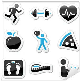 Wall Mural Health And Fitness Icons Set Pixersus Keep Fit Icon Png Fitness Icon Vector