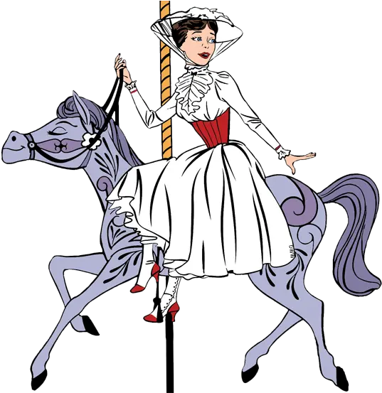 Download Disney Mary Poppins Clip Art Mary Poppins On Carousel Horse Png Mary Poppins Png