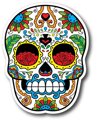 Hd Sugar Skull Vinyl Sticker Color Mandalas De Calaveras Png Sugar Skull Png