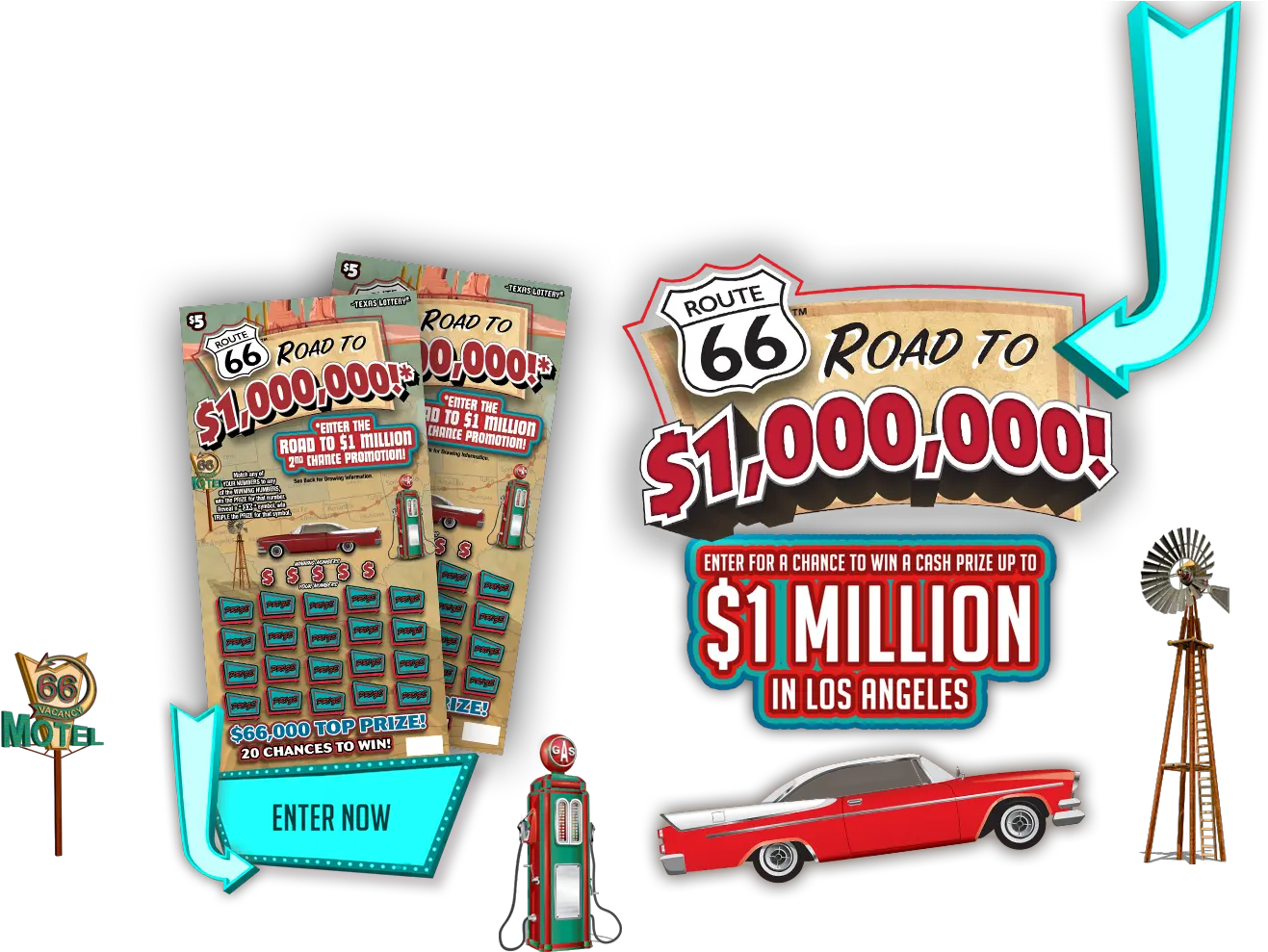 Home Texas Lottery Road To 1 Million Promotional Second Png Route 66 Logos