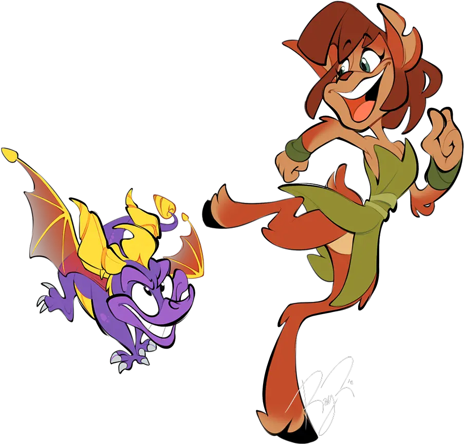 Spyro And Elora By Rayish Fur Affinity Dot Net Cartoon Png Spyro Reignited Png