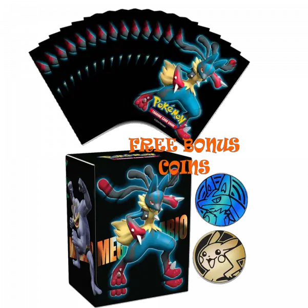 Mega Lucario Sleeves Deck Box Bundle With Bonus Coins Pokemon Deck Box Mega Lucario Png Lucario Png