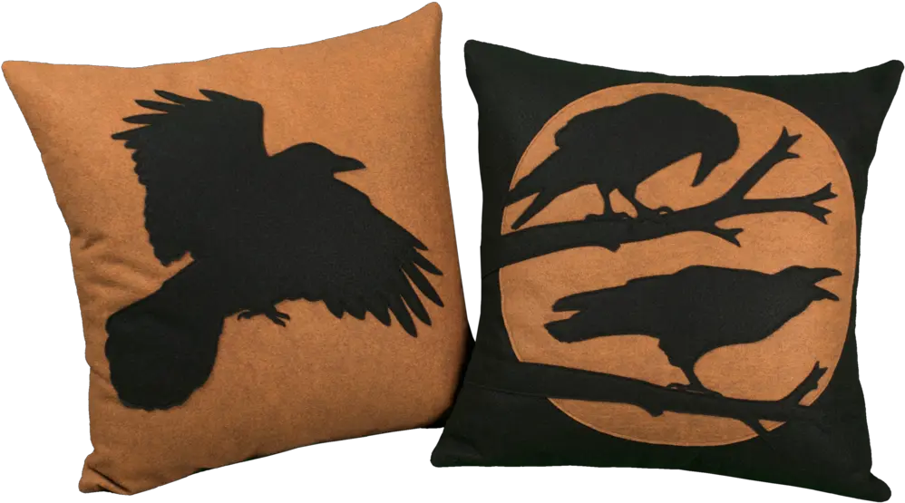 Perched Ravens Shadow Silhouette Throw Pillow Cover In Cushion Png Raven Silhouette Png